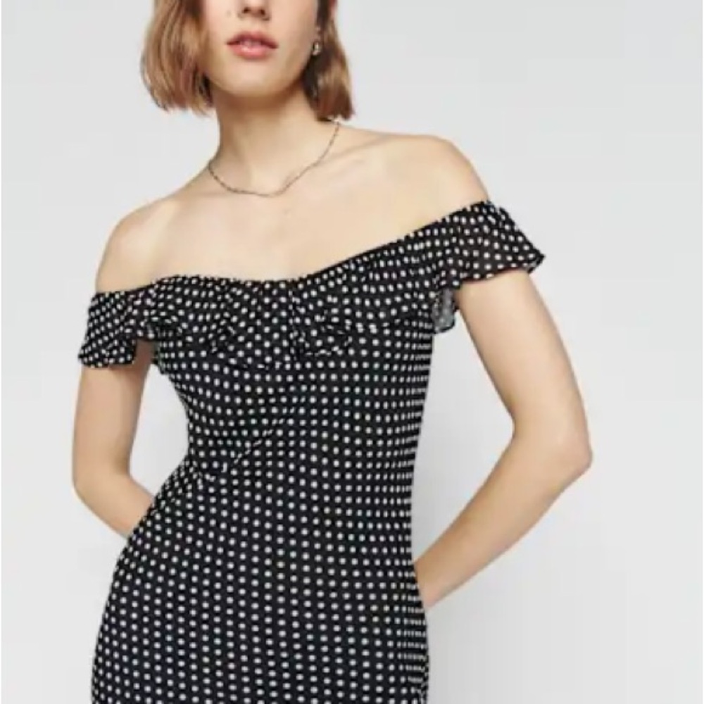 Reformation Charm Midi Dress - Caviar Dot